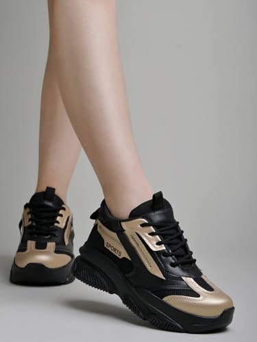 Image of Women's Fashion Chunky Sneakers - Mesh Running Shoes with Detail, Lightweight Breathable Trainers for Walking, Gym, Casual