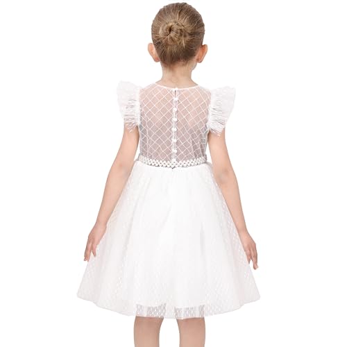 Sunny Fashion Flower Girls Dress White Wedding Pageant Bridesmaid Gown Size 3-103