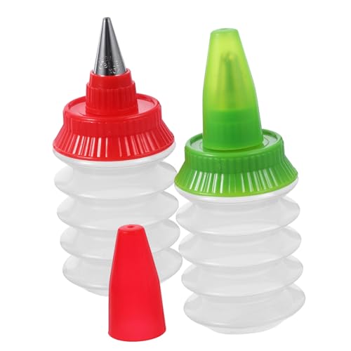 OKUMEYR 2pcs Decorating Tools Cookie Icing Tools Cream Squeeze Bottles Ice Cream Decoration Food Coloring Bottles Cake Icing Bottles Clear Dispensing Bottles Suite Biscuit Pp