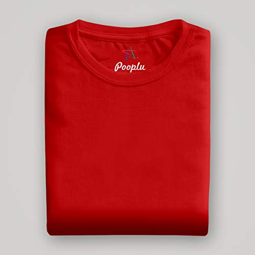 Image of Pooplu Women's Regular Fit Premium Plain 100% Cotton Round Neck Half Sleeves Multicolour Pootlu T Shirt. Casual, Stylish, Trending, Symbol Tshirts
