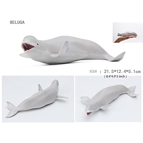 Image of SmilerSmile 8.6 inch Beluga Whale Figurine Plastic Sea Creature Toy for Toddlers