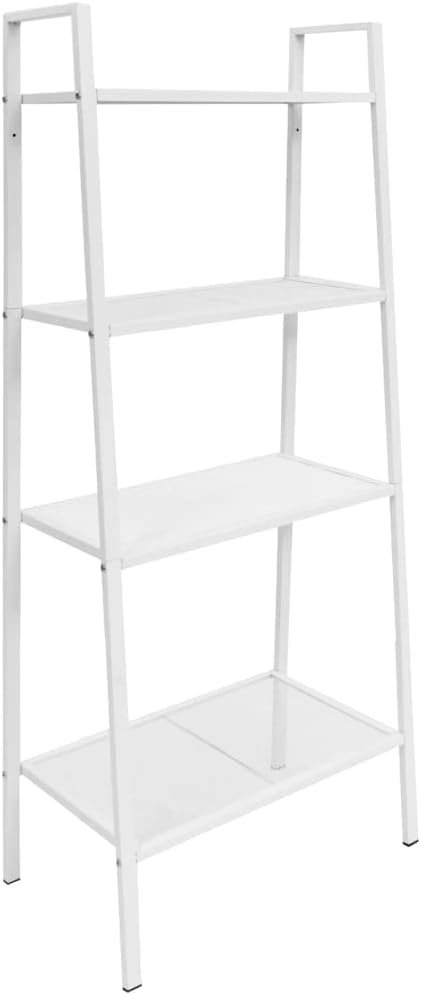 vidaXL 4 Tiers Metal Ladder Bookcase - Versatile Storage or Display Unit in White - Compact Design for Small Spaces - Durable Sheet Metal Construction