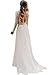 Women's Lace Long Sleeve Wedding Dresses for Bride Simple White Wedding Dress Backless Beach Bridal Gown Size 4