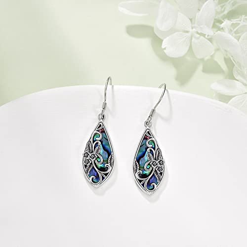 Silver Earrings for Women Sterling Silver Filigree Earrings Teardrop Dangle Drop Filigree Bohemia Jewelry Gift for Women Mother Mom4