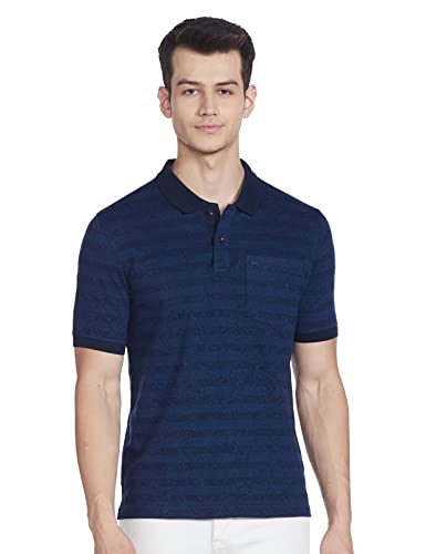 Image of Parx Men's Cotton Polyester Blend Jacquard Pattern Regular Fit Rib Collar Polo Neck Half Sleeve Casual T-Shirt