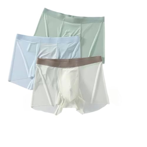 Men's Ice Silk Ultra-Thin Boxer Briefs Panties, Seamless Men Boxer Shorts U Bulge Underwear Breathable Underpants