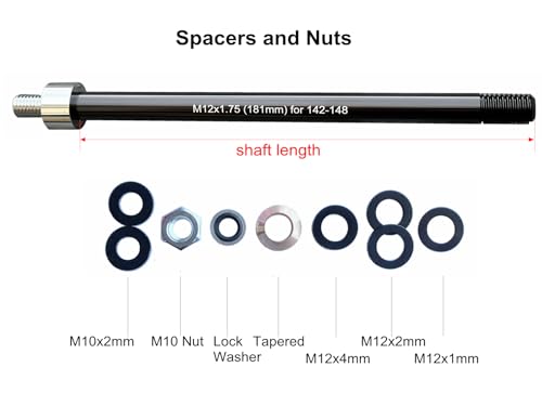 Image of Bike Trailer Hitch Thru Axle Adapter 12mm Thru Axle with 1.0 /1.5 /1.75 Thread Pitch Shaft Length 167~185mm (M12-1.0-167mm)