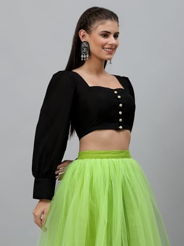 Image of studio rasa Chroma Button Down Shirt Style Blouse Crop Top for Women Girls Casual Party