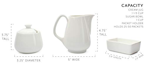 image for Darware Sugar and Creamer Set - 3-Piece Set w/Cream Pitcher, Sugar Bow