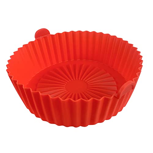 8,15 pulgadas Cesta de Silicona de Freidora Aire, Silicona Freidora Aire Reutilizables, Silicona para Freidora de Aire Olla, Silicona Freidora Aire para Hornear Pasteles Microondas, etc(rojo) Cover