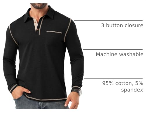 Camisetas Polo para Hombre de Manga Larga de Algodón, Estilo Casual Clásico con Cuello, para Golf miniatura 4