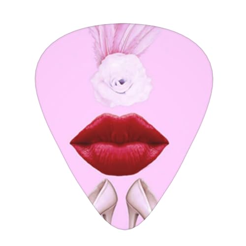 6枚パック ギターピック エレクトリック&ベース用 ? 様々な厚さ (0.46mm/0.71mm/0.96mm)、ポータブル、初心者向け (抽象現代アートコラージュセット レディ ヴィンテージ キャバレー ミニマルデザイン)