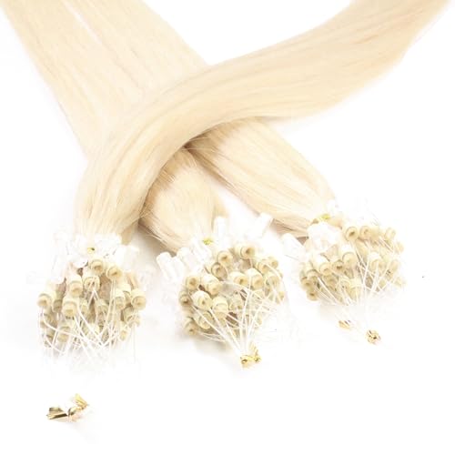 Hair2Heart 25 x 1g Microring Loop Extension Capelli Veri - 40cm - Liscio, Colore #60 boindo platino