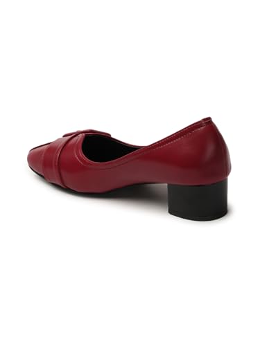 Image of ELLE Women's Square Toe Block Heels Slip-On Pumps with Buckle Detail