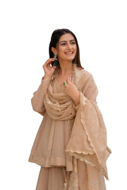 Women Crunchy Silk Kurta Palazzo Set with Dupatta | Designer Ethnic Suit with Lace Work | Fully Stitched Festive, Wedding & Party Outfit.-image-23