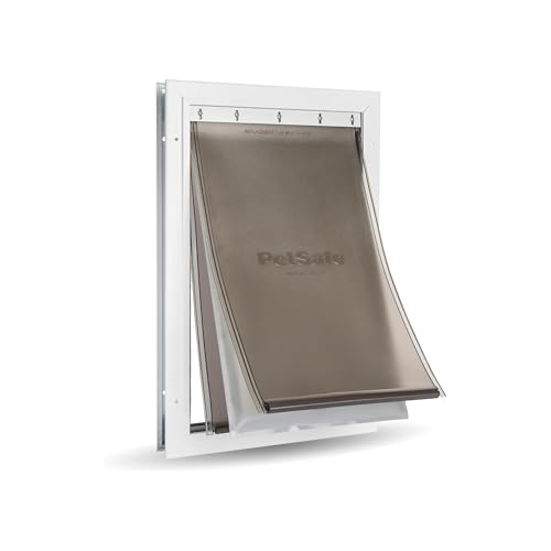 PetSafe Extreme Weather Aluminum Pet Door - Energy-Saving Thermal Barrier Pet Flap with Slide-in Door Locking & Secure Flap Cover - for Dogs Up to 100 lb - Large