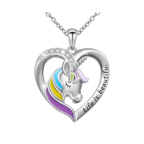 Sterling Silver Kids Unicorn Pendant Necklace Party Favors for Girls - Main Image