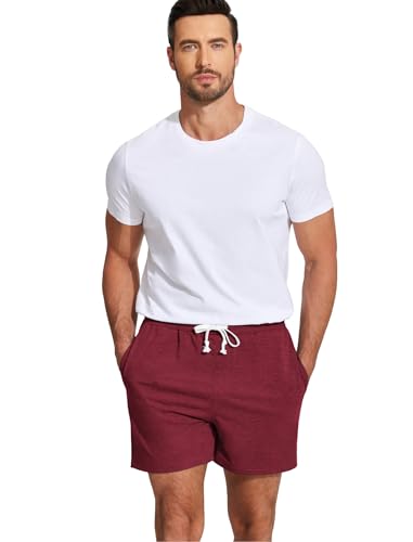 Image of Deyeek 5.5 Inch Mens Pajama Shorts Sleep Cotton Lounge PJ Lightweight Elastic Waist Drawstring Nightwear Bottom with Pockets