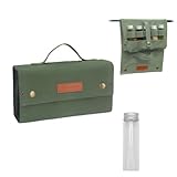 BrownPup スパイスボックス キャンプ 調味料入れ ース アウトドア 16オンス帆布 ガラス瓶×10本 ケース バーベキュー 用品 旅行 (アーミーグリーン)