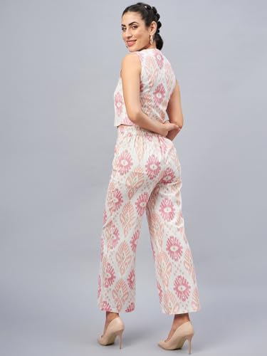 Image of WineRed Woman Geometric Print Waistcoat & Pant Co-ord Set