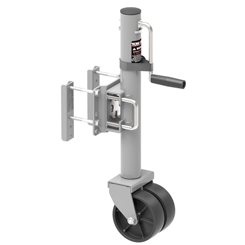 Cric de remorque robuste en acier argenté de 680,4 kg avec double roue de 15,2 cm de haute précision