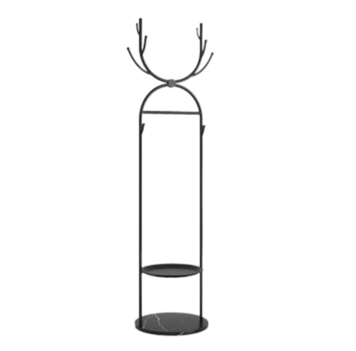 IWENZHKPA Coat Rack Durable Coat Stand Heavy Duty Metal Rack With Storage Shelves For Hanging Clothes Freestanding(Black)