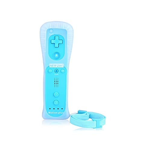 TOPWV Built-in Motion Plus Wireless Remote Gamepad Controller for Wii Remote Controle Joystick Joypad (Light Blue)