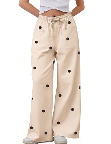 Image of MISSACTIVER Women Drawstring Striped Pants Loose Wide Leg Trousers Casual Low Waist Pants Comfy Lounge Pants with Pockets