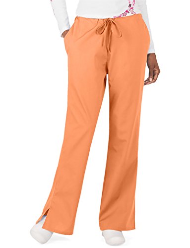 Cherokee Women's Flare Leg Drawstring Scrub Pant, Orange Sorbet, Large Petite