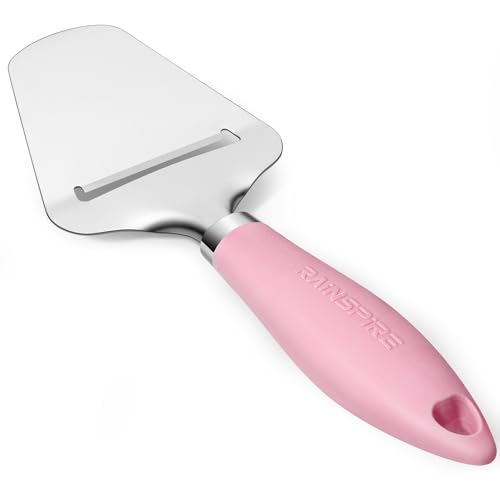Image of Rainspire Upgraded Non-Stick Cheese Slicers for Block Cheese Multi-Functional Cheese Cutter for Mozzarella, Cheddar, Gruyere Charcuterie Accessories Dishwasher Safe Kitchen Tools, Pink