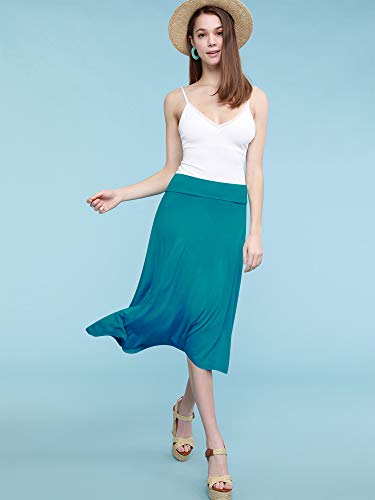 image for Lock and Love LL WB1105 Womens Lightweight Fold Over Flared Midi Skirt