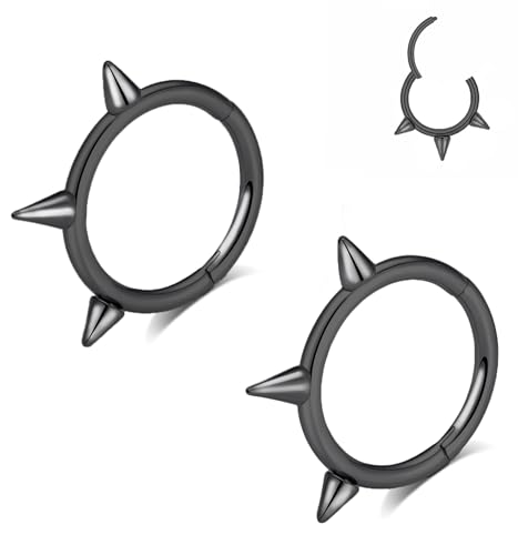 16G 2PCs Spike Clicker Snake Bite Jewelry, Septum Ring, Hoop Lip Rings Snake Bites, Labret Jewelry for Lip Piercing, Cartilage Hoop Earrings, 8mm 10mm 12mm