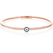 Alef Bet by Paula Evil Eye Bracelet 14k Yellow Gold Plated Sterling Silver 925 CZ Gemstone Adjustable Jewish Protection Jewelry Women Bat Mitzvah Gift