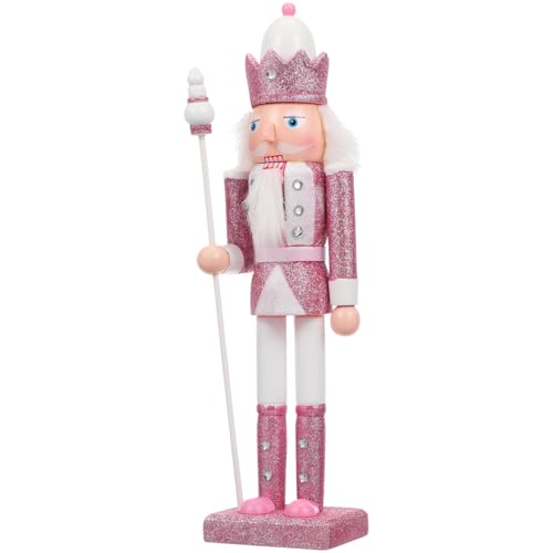 Image of Didiseaon Nutcracker Christmas Decorations: Pink Nutcracker Soldier 12 Inch /31cm Wooden Nut Cracker Figures Decorative Ornament for Xmas New Year Favor, Home Office Living Room Holiday Decor