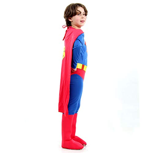 Fantasia Super Homem Luxo Infantil Sulamericana Fantasias Azul/Vermelho M 6/8 Anos