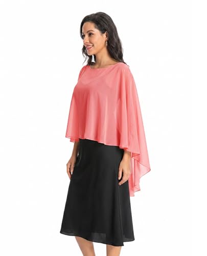 Image of Baoqiya Chiffon Capes Sheer Capelets Long Cape Poncho For Women Plus Size