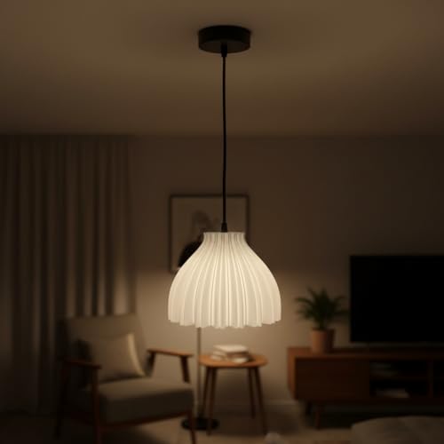 Image of Pendant Lamp 3D Printed for Home Decoration | Hanging Ceiling Light for Bedroom, Living Room, Dining Space | Stylish Modern Lamp for Ambient Lighting and Interior Design (Flora)