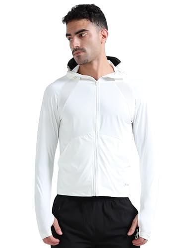 Image of FABSPORTS Men's UPF 50+ Sun Protection Jacket - Lightweight, Full Zip Summer Hoodie with Detachable Hood, Quick-Dry Fabric & Pockets, Ideal for Outdoor Use