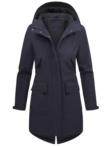 Vancavoo Veste Femme mi Saison Imperméables Parka Longue Blouson avec Capuche Décontracté Légères Jacket Coat Classique Automne Hiver Outwear,Bleu...