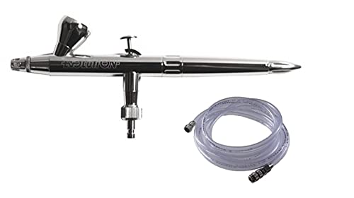 AEROGRAFANDO compatible con Aerógrafo Evolution Silverline Solo 0.20 Harder & Steenbeck con tubo de aire de PVC de 2,5 m Harder & Steenbeck con conexión rápida + 1/8" F Cover