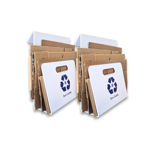 Image of Box Caddy Cardboard Recycling Organizer. Store & Carry boxes. (2-Pk White) | Eliminates Cardboard Clutter. High Capacity, Durable, Indoor /Outdoor. Home and Business use.