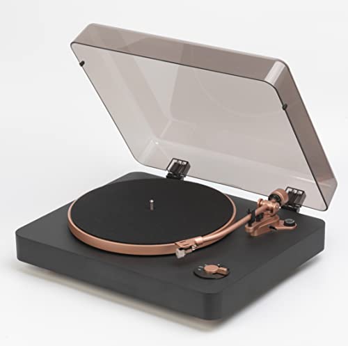 MITCHELL ACOUSTICS Bluetooth Plattenspieler TT1 | Riemenantrieb | Integrierter Phono-Vorverstärker | Mobile Magnetkartusche Audio Technica AT91 | Platte und Arm aus Aluminium | 33, 45 T/Min Auto-Stop Cover