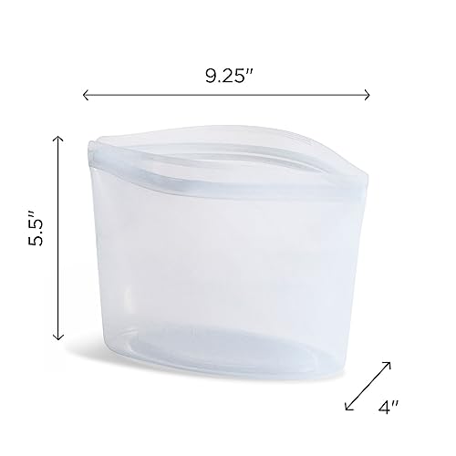 Stasher Silicone Food Bags, 4 Cups Bowl (Transparent), Reusable Freezer Bags, Washable Zip Bag, 946 ml