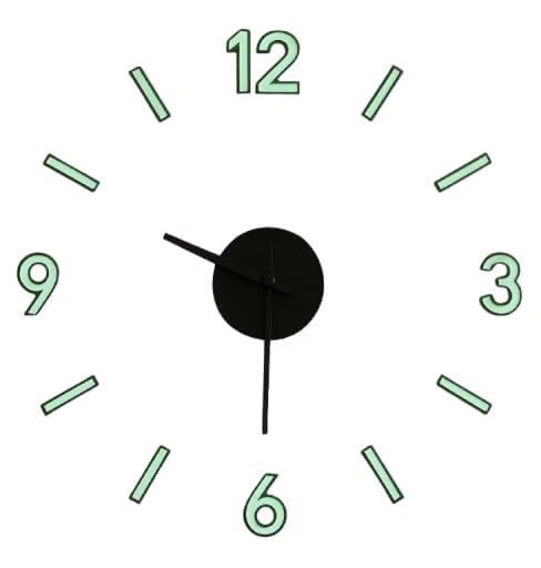 Image of cozyloom Radium Simple Wall Clock - Minimalist Modern Analog Timepiece with Glow-in-Dark Radium Markers &, Office, Living Room & Bedroom Decor (60x60cm)