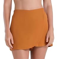 SHE BY MASH Short Saia Feminino Soltinho Viscose Praia Dryfast, Laranja Acobreado, M