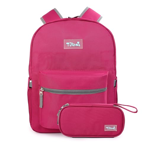 Tilami 20L Basic Backpack,17 inch Laptop Backpack for Travel,Water Resistant Bookbag,Plum Red