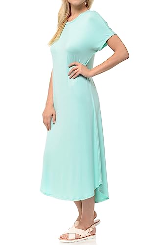 Image of iconic luxe Women's A Line Short Sleeve T Shirt Midi Dress Summer Casual