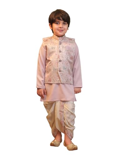 Image of AJ DEZINES Kids Ethnic Wear Kurta Waistcoat and Dhoti Pant for Boys