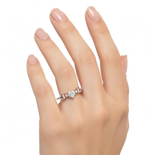Image of Choose Your Gemstone Beautiful XO Design Diamond CZ Ring 925 Sterling Silver Heart Shape Side Stone Engagement Rings Lightweight Office Wear Everyday Gift Jewelry US Size 4 to 12