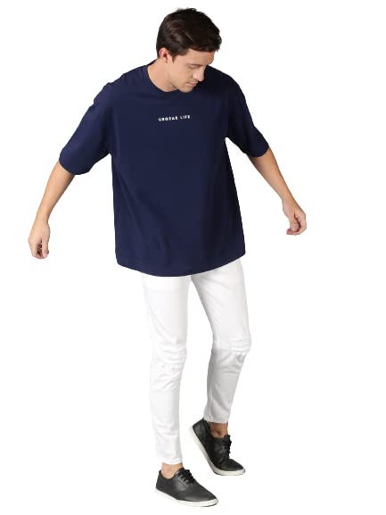Image of URGEAR Men's Cotton Printed Drop Shoulder - Hip Hop - Down Shoulder- Baggy Loose fit- Stylish Oversized t Shirts for Men
